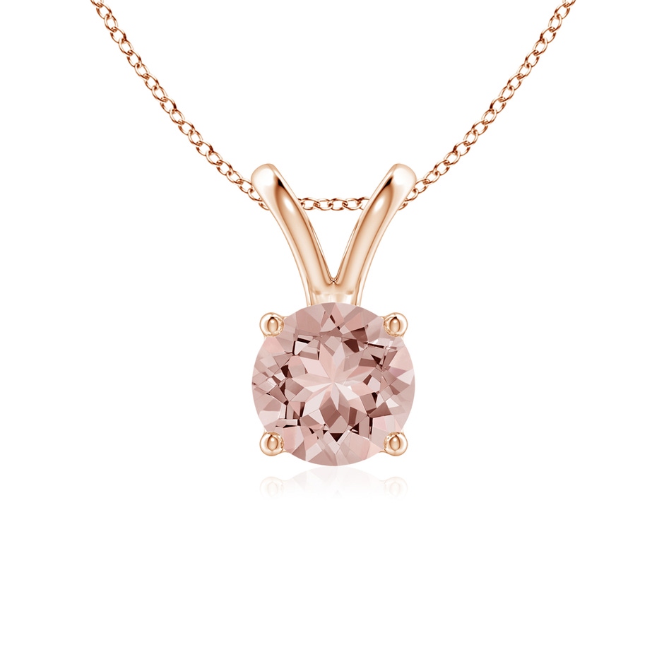 6mm AAAA V-Bale Round Morganite Solitaire Pendant in Rose Gold 