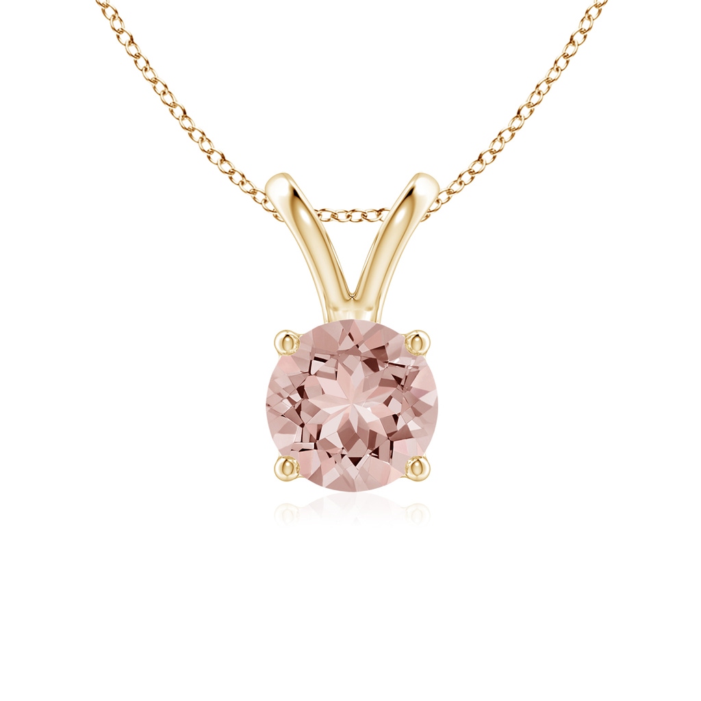 6mm AAAA V-Bale Round Morganite Solitaire Pendant in Yellow Gold