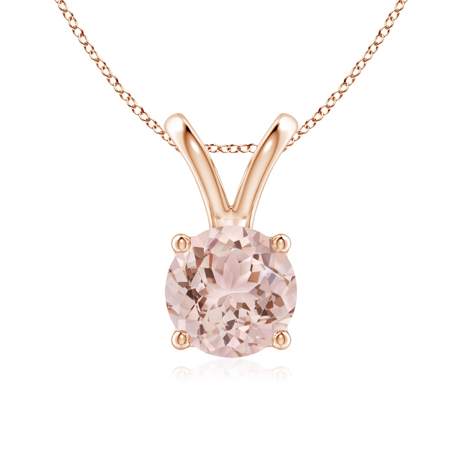 7mm AAA V-Bale Round Morganite Solitaire Pendant in Rose Gold 