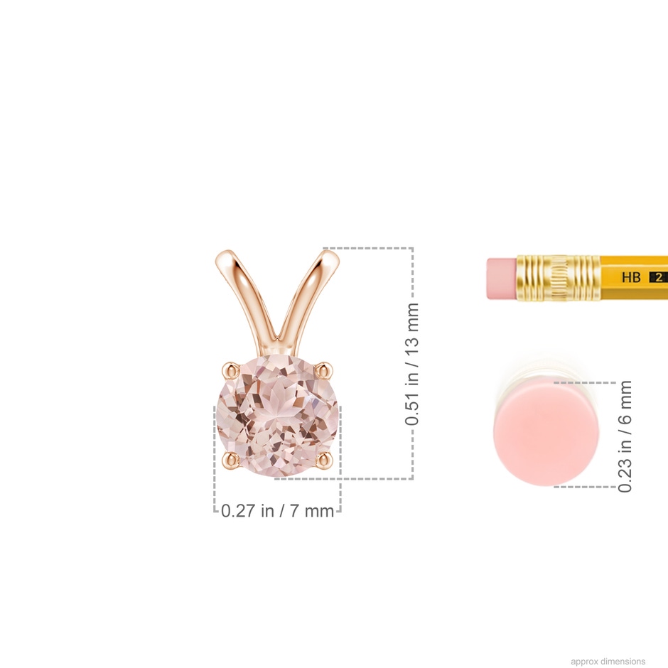 7mm AAA V-Bale Round Morganite Solitaire Pendant in Rose Gold ruler