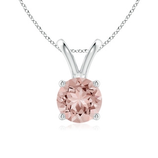 7mm AAAA V-Bale Round Morganite Solitaire Pendant in P950 Platinum