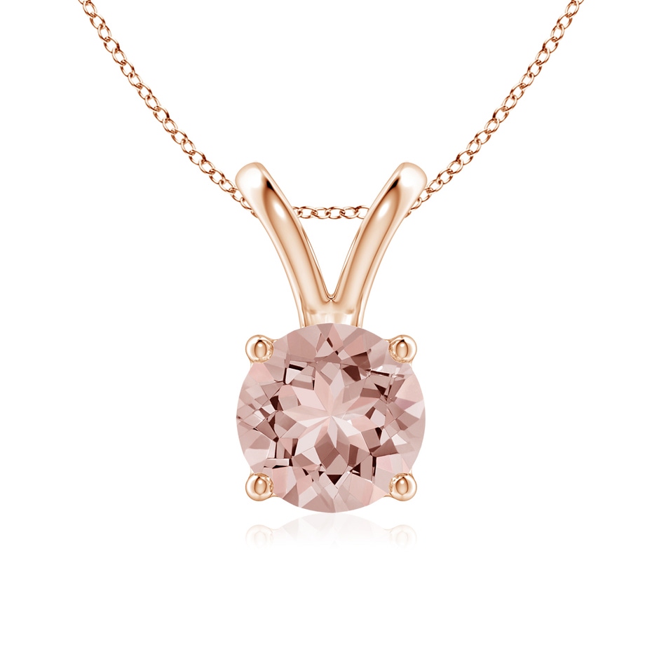 7mm AAAA V-Bale Round Morganite Solitaire Pendant in Rose Gold 