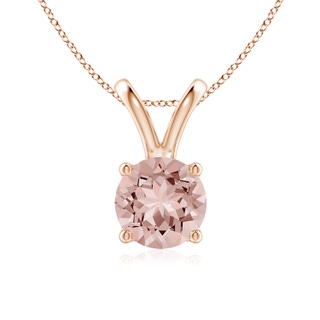 7mm AAAA V-Bale Round Morganite Solitaire Pendant in Rose Gold