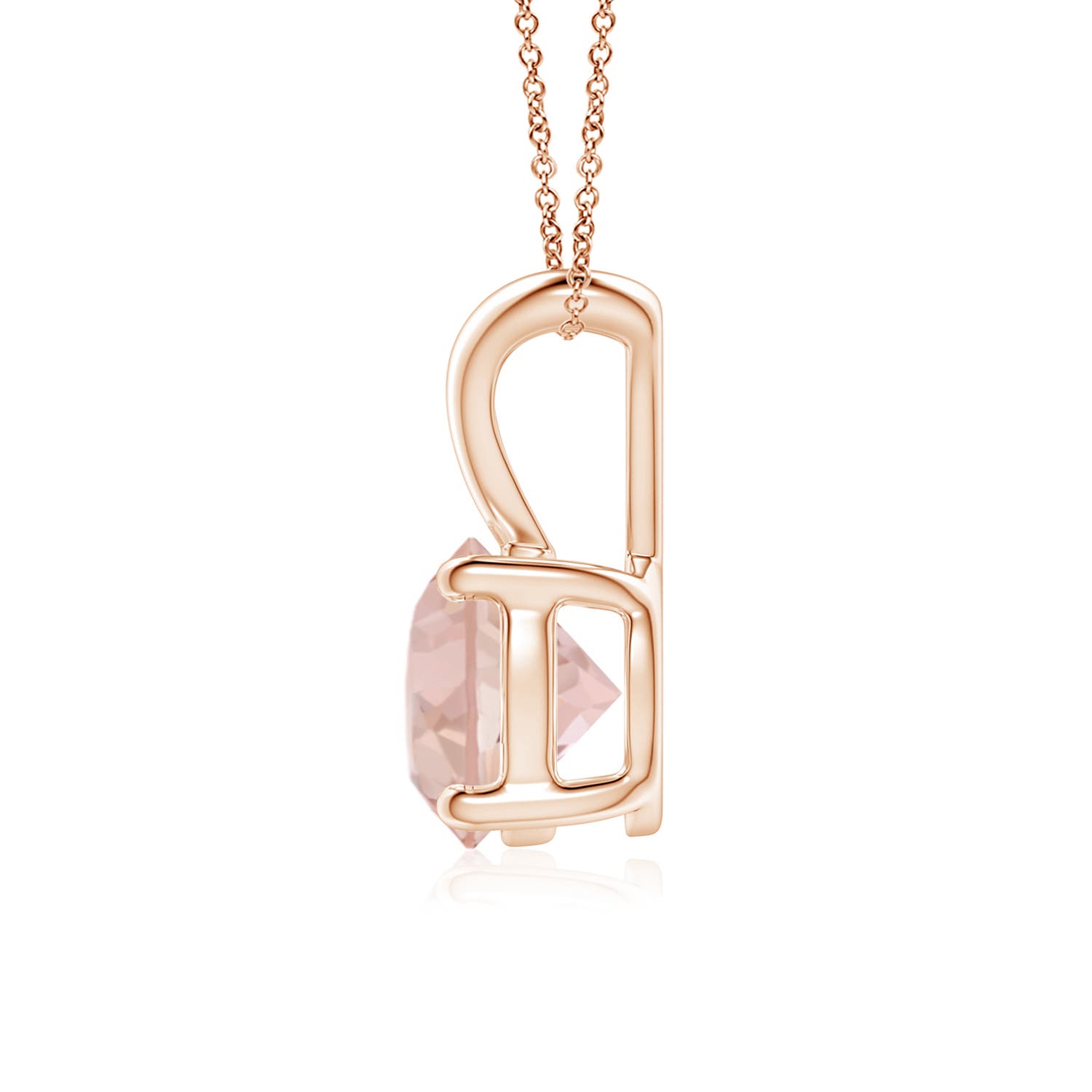 7mm AAAA V-Bale Round Morganite Solitaire Pendant in Rose Gold