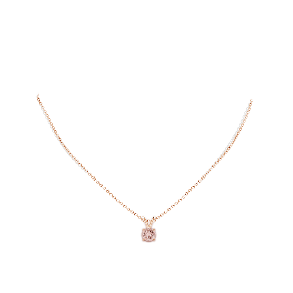 7mm AAAA V-Bale Round Morganite Solitaire Pendant in Rose Gold body-neck