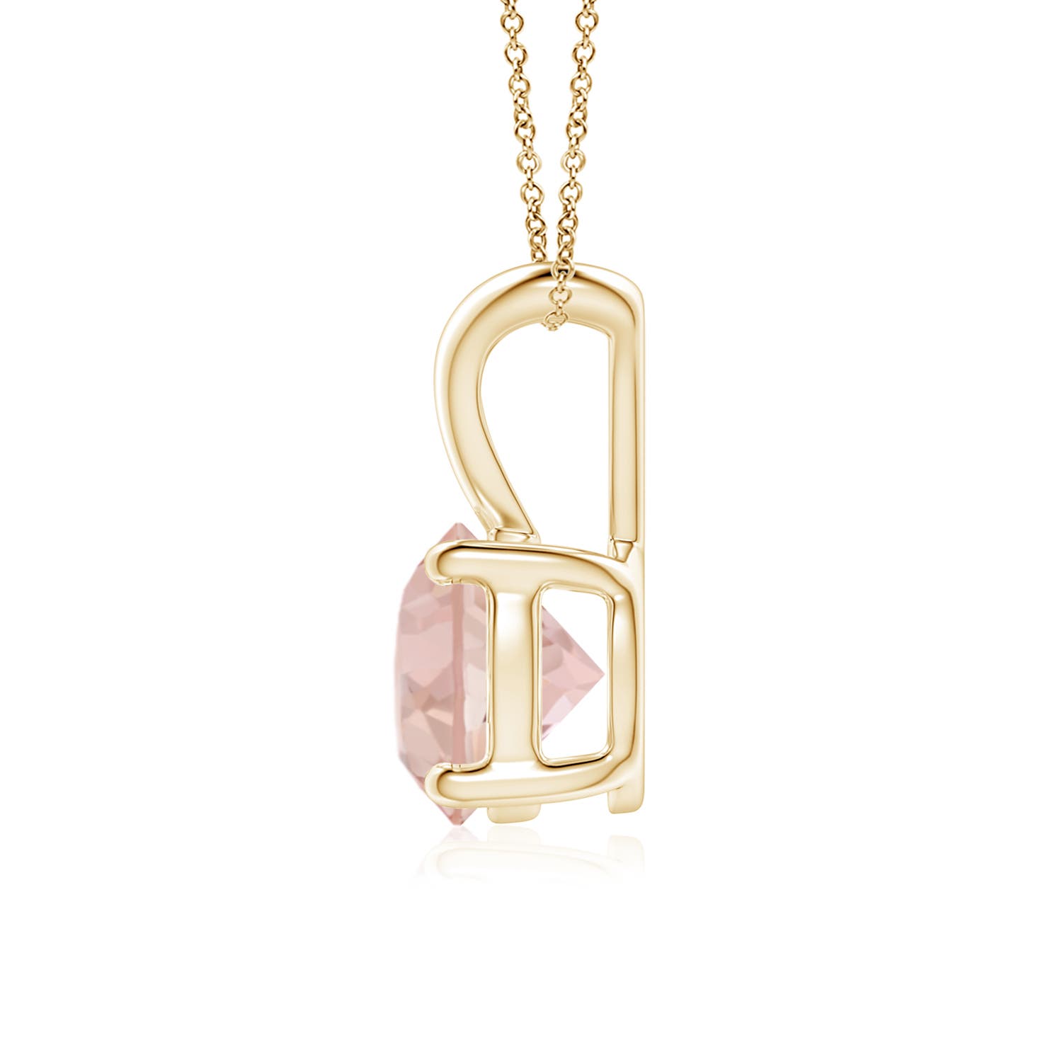7mm AAAA V-Bale Round Morganite Solitaire Pendant in Yellow Gold