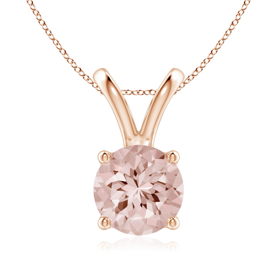 8mm AA V-Bale Round Morganite Solitaire Pendant in Rose Gold 