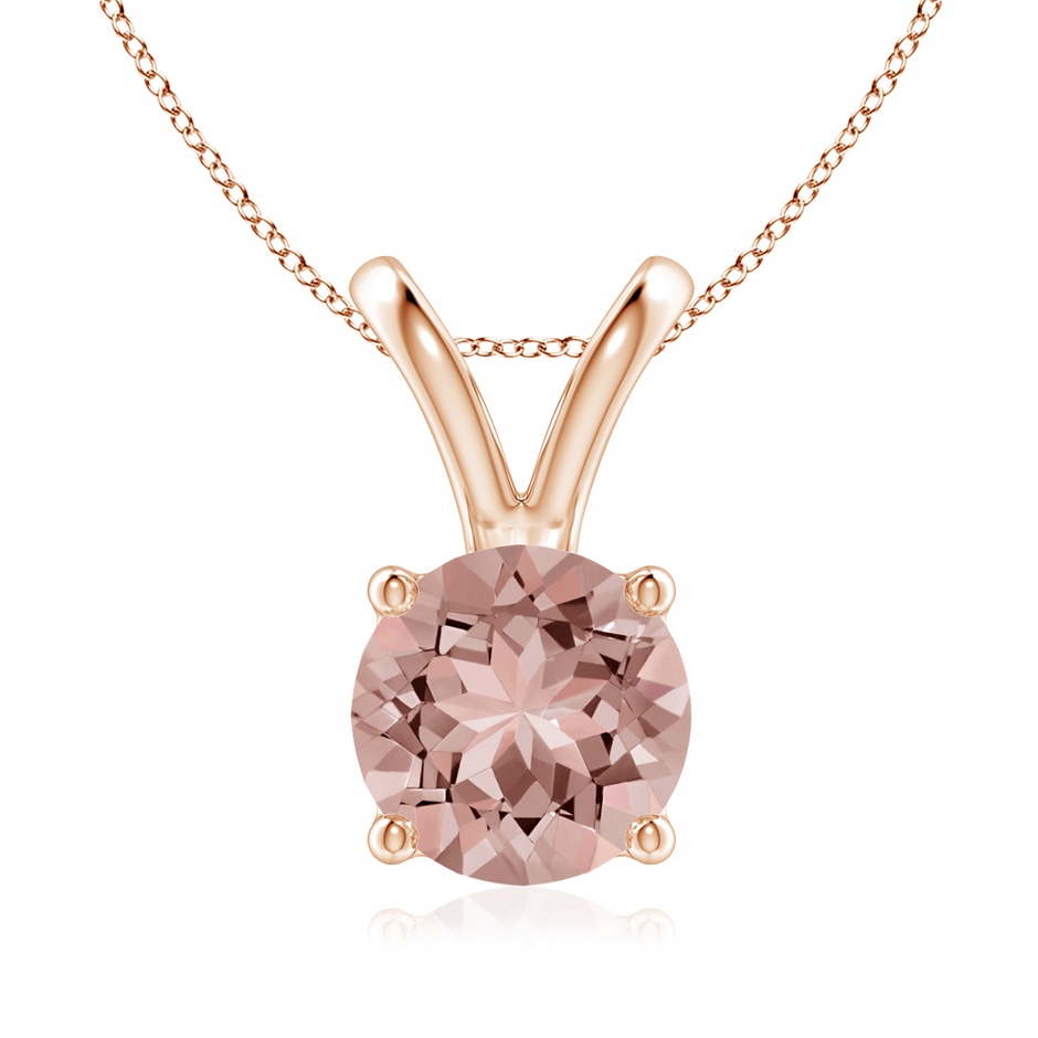8mm AAAA V-Bale Round Morganite Solitaire Pendant in 18K Rose Gold 