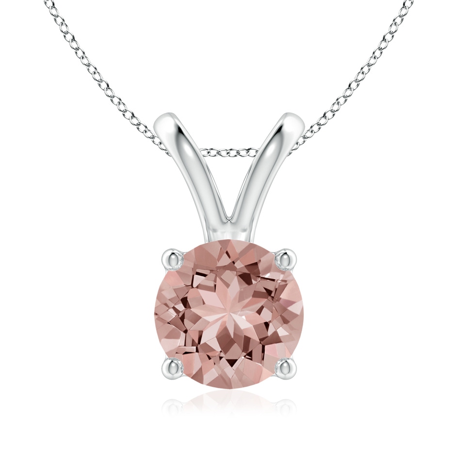 8mm AAAA V-Bale Round Morganite Solitaire Pendant in P950 Platinum 