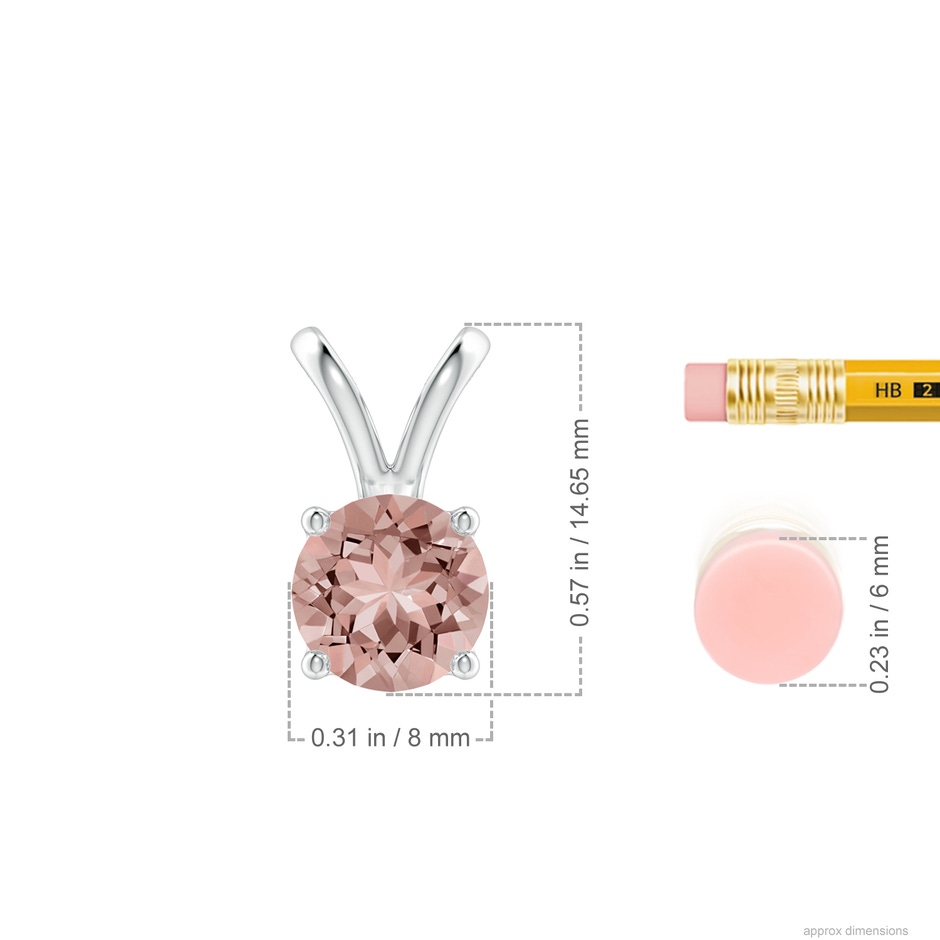 8mm AAAA V-Bale Round Morganite Solitaire Pendant in P950 Platinum ruler