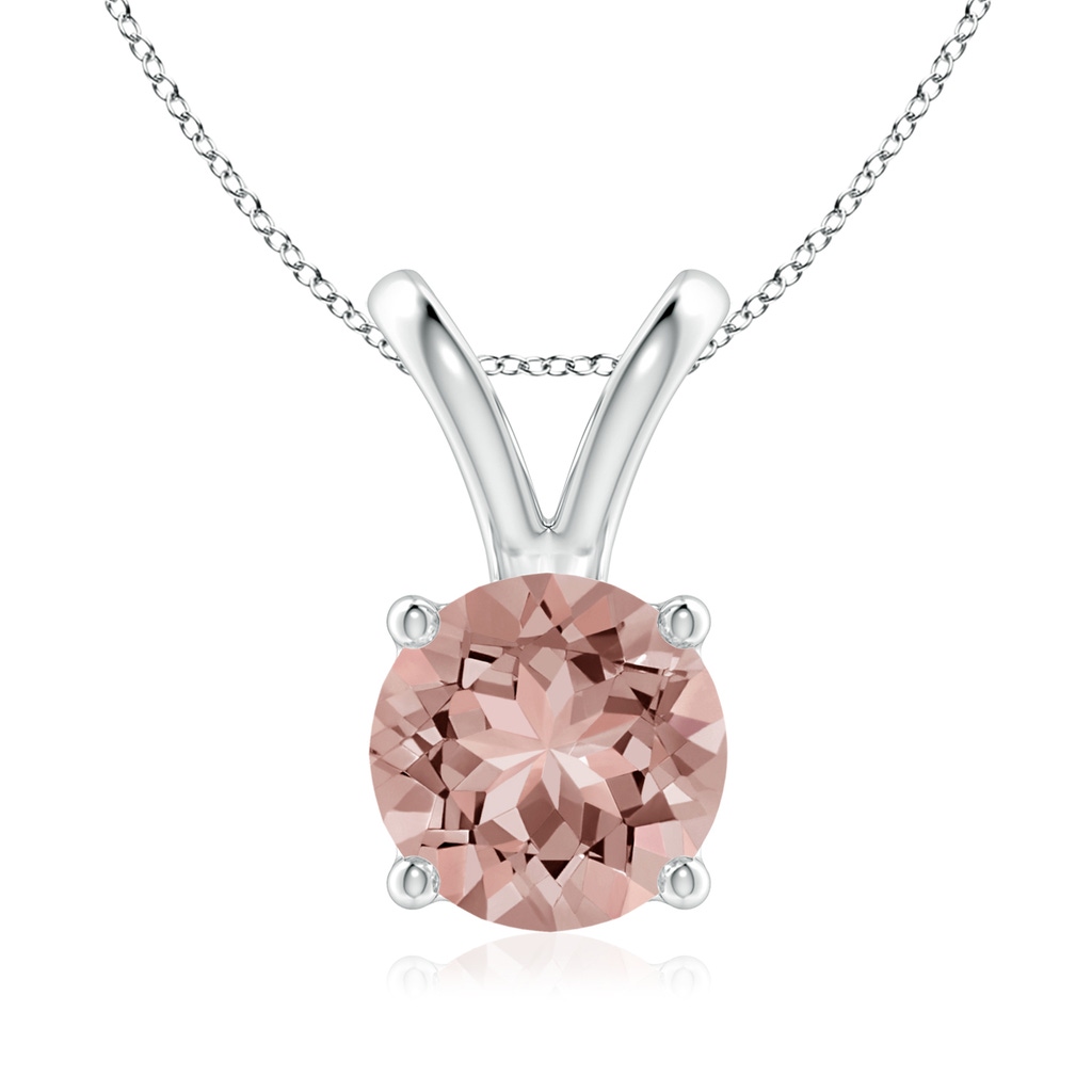 8mm AAAA V-Bale Round Morganite Solitaire Pendant in White Gold