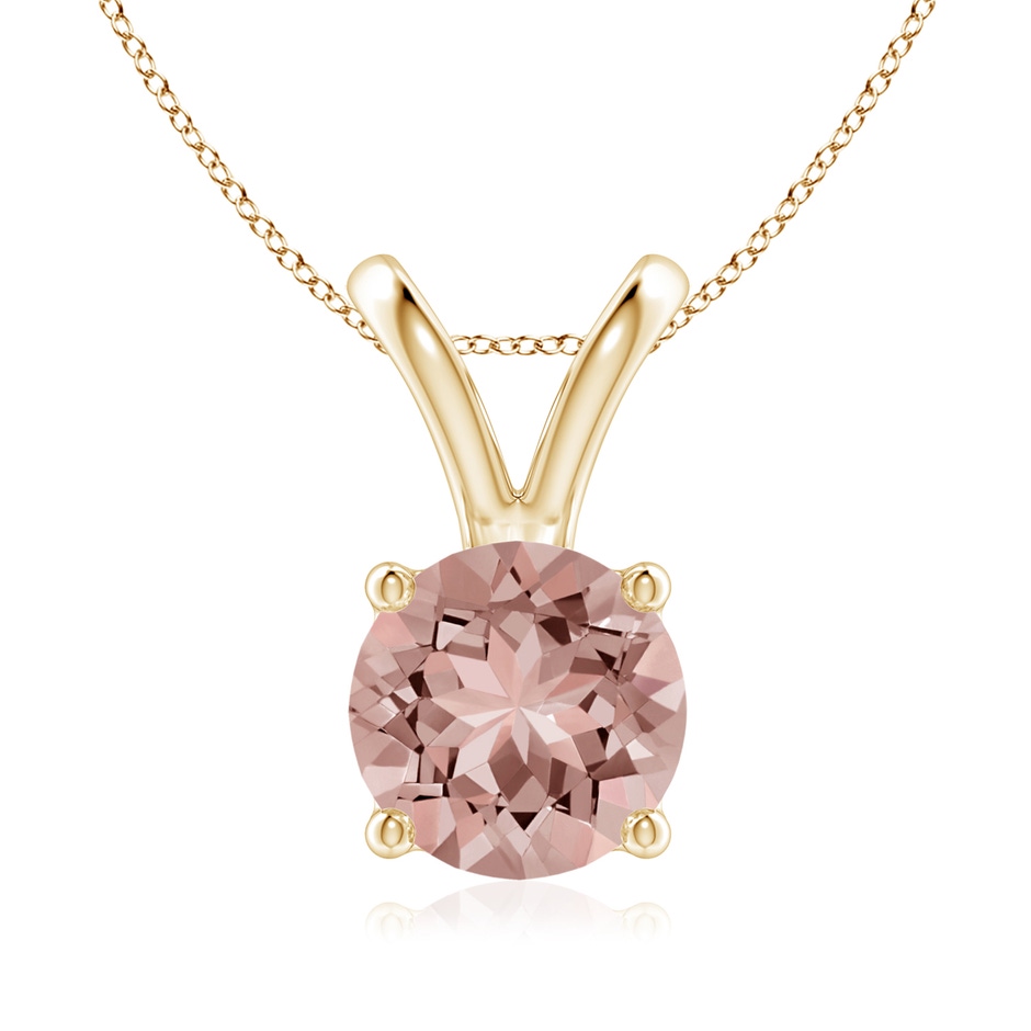 8mm AAAA V-Bale Round Morganite Solitaire Pendant in Yellow Gold 