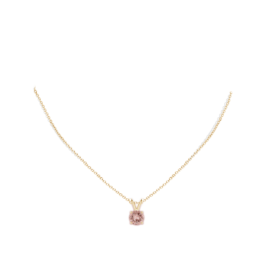 8mm AAAA V-Bale Round Morganite Solitaire Pendant in Yellow Gold pen