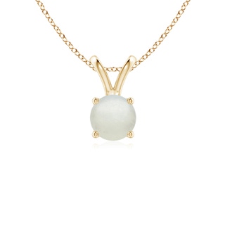 5mm AA V-Bale Round Moonstone Solitaire Pendant in Yellow Gold