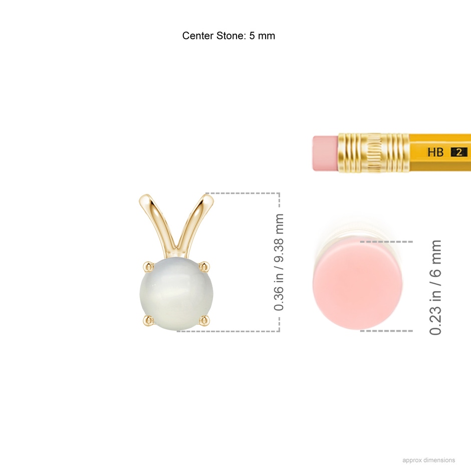 5mm AAA V-Bale Round Moonstone Solitaire Pendant in Yellow Gold ruler