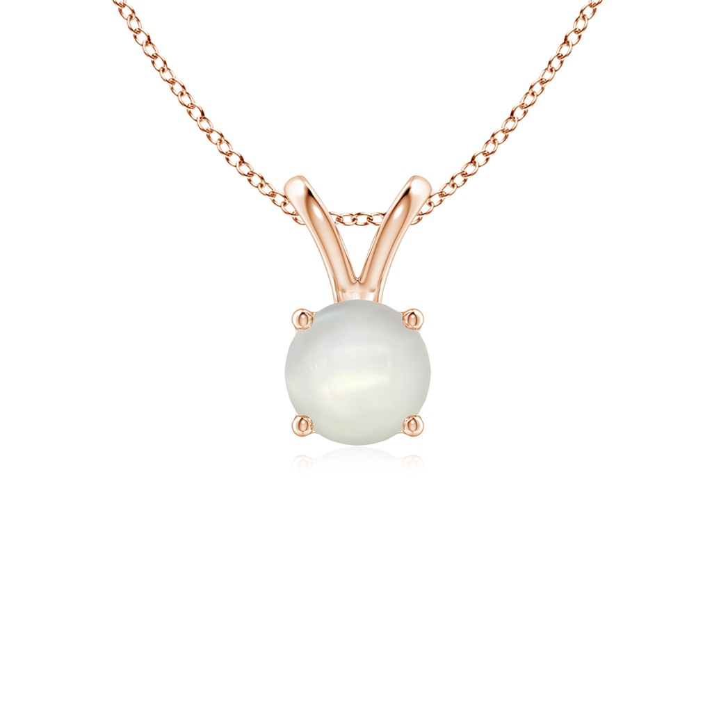 5mm AAAA V-Bale Round Moonstone Solitaire Pendant in Rose Gold