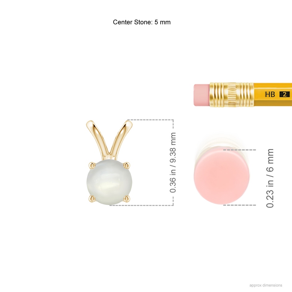 5mm AAAA V-Bale Round Moonstone Solitaire Pendant in Yellow Gold ruler