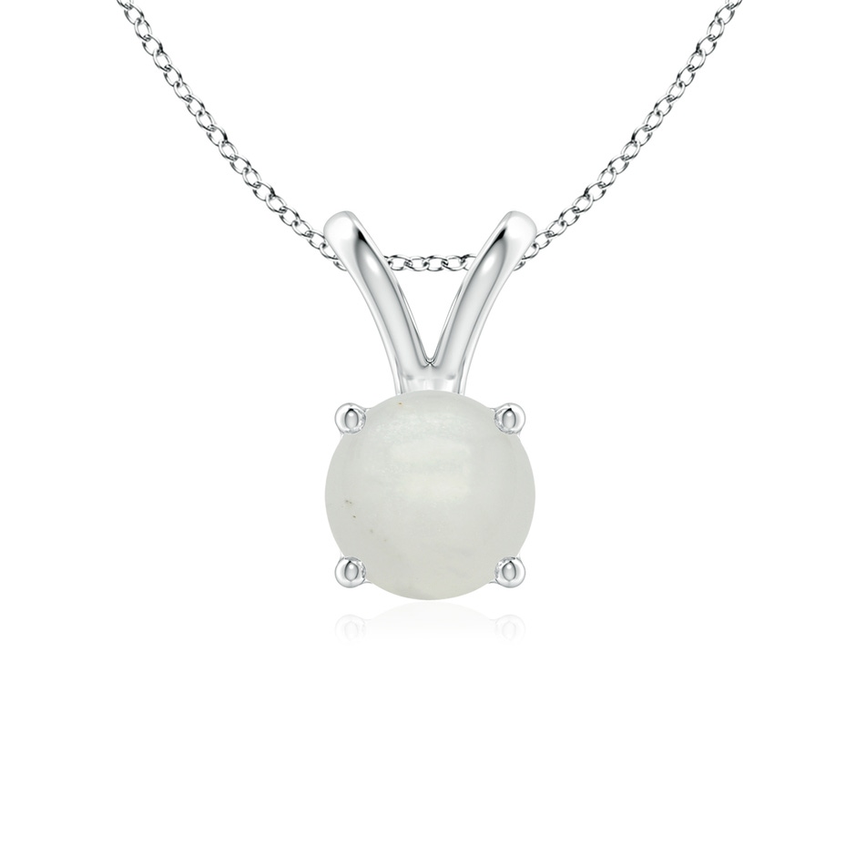 6mm A V-Bale Round Moonstone Solitaire Pendant in White Gold 