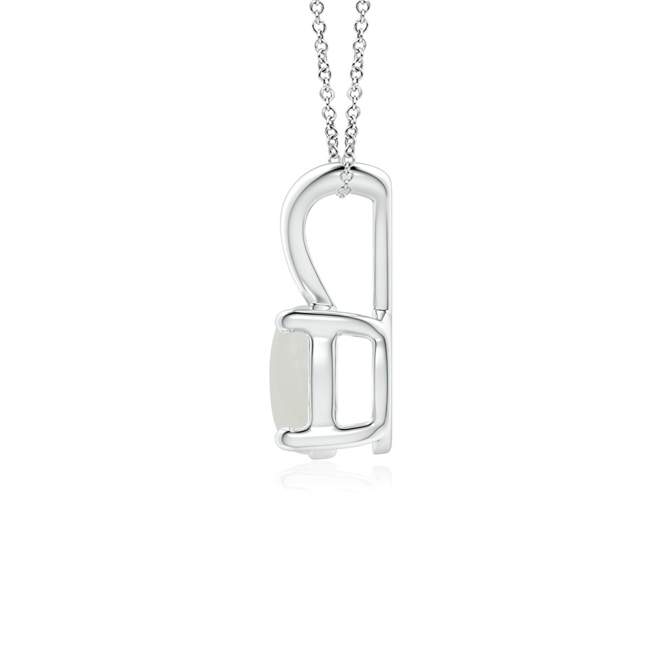 6mm A V-Bale Round Moonstone Solitaire Pendant in White Gold side 1