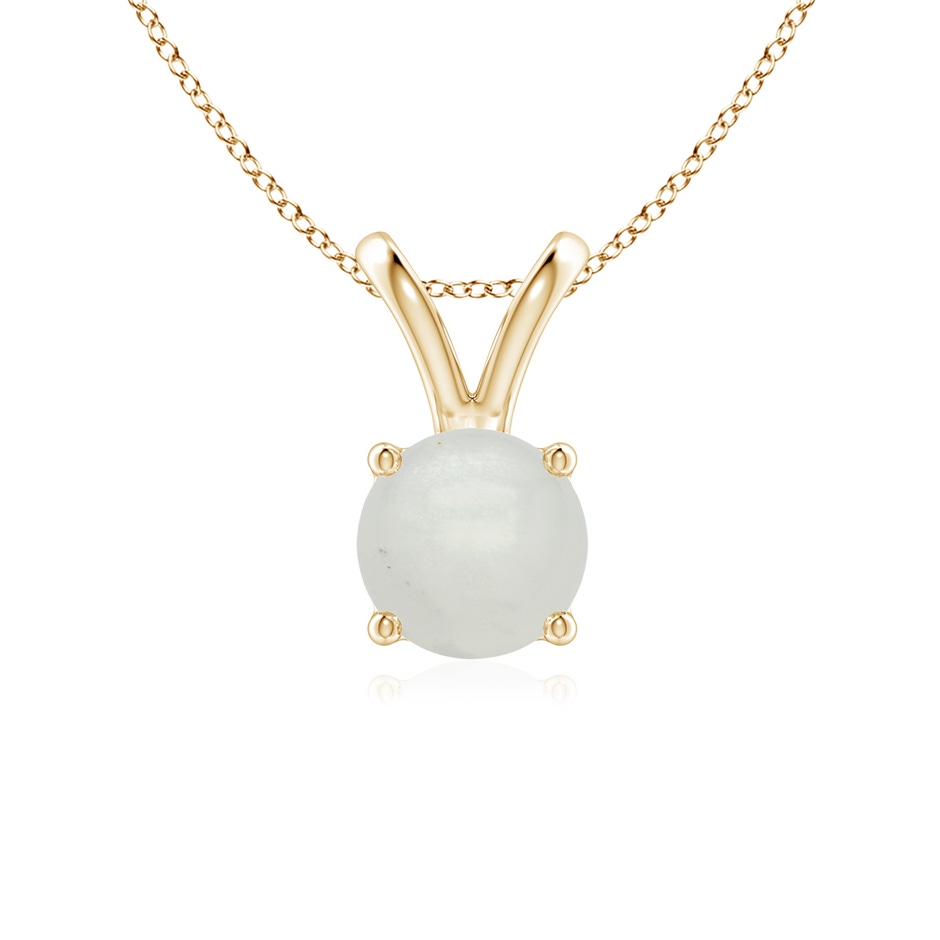 6mm A V-Bale Round Moonstone Solitaire Pendant in Yellow Gold 