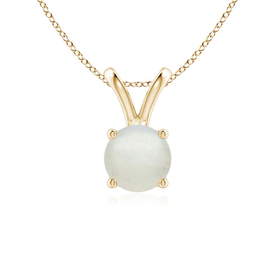 6mm AA V-Bale Round Moonstone Solitaire Pendant in Yellow Gold 