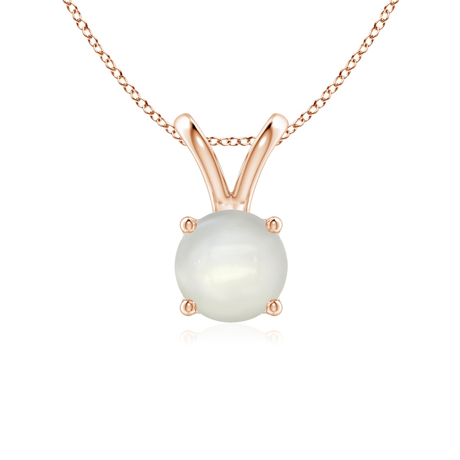 6mm AAAA V-Bale Round Moonstone Solitaire Pendant in Rose Gold 