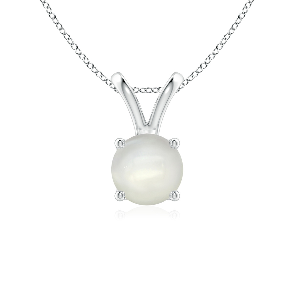 6mm AAAA V-Bale Round Moonstone Solitaire Pendant in White Gold