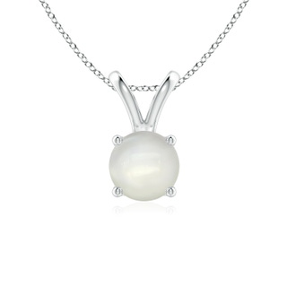 6mm AAAA V-Bale Round Moonstone Solitaire Pendant in White Gold