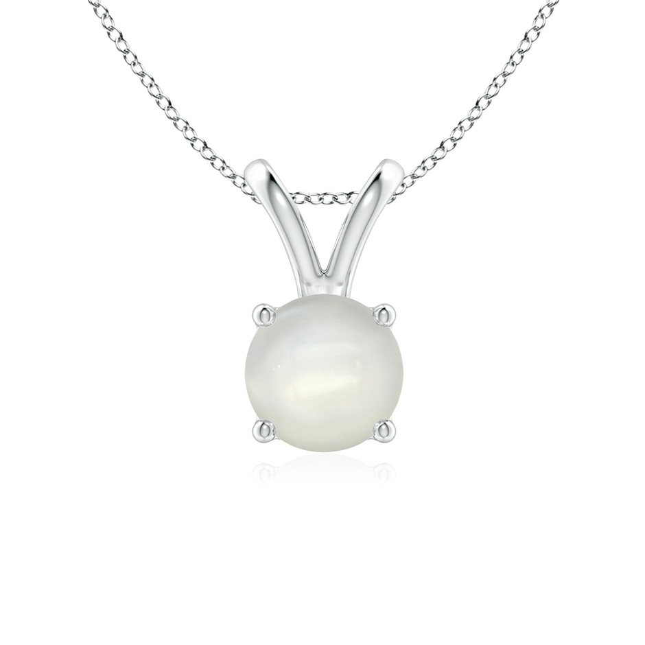 6mm AAAA V-Bale Round Moonstone Solitaire Pendant in White Gold 