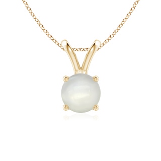 6mm AAAA V-Bale Round Moonstone Solitaire Pendant in Yellow Gold