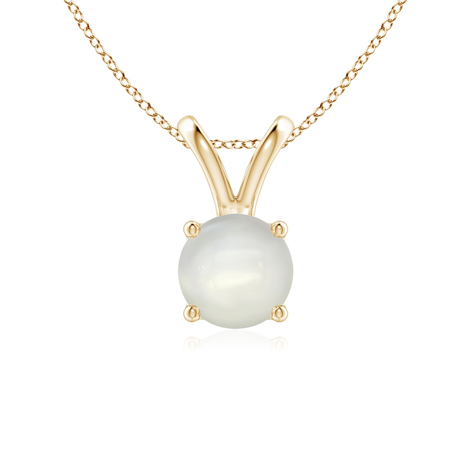 6mm AAAA V-Bale Round Moonstone Solitaire Pendant in Yellow Gold 