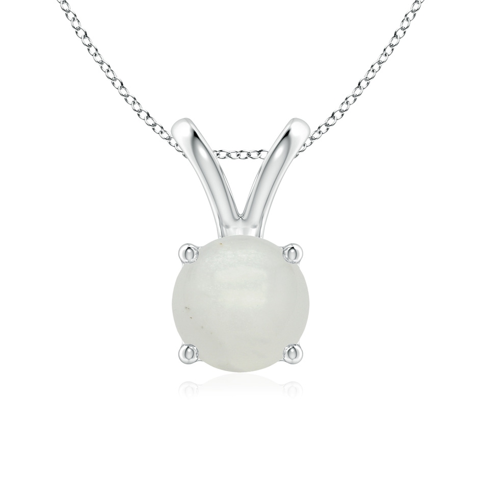 7mm A V-Bale Round Moonstone Solitaire Pendant in White Gold 