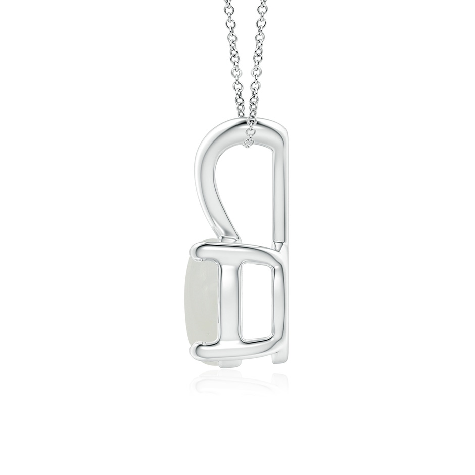 7mm A V-Bale Round Moonstone Solitaire Pendant in White Gold side 1