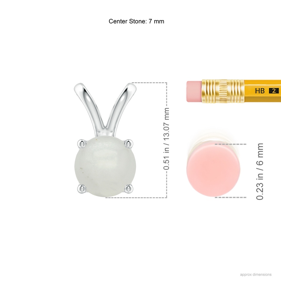7mm A V-Bale Round Moonstone Solitaire Pendant in White Gold ruler