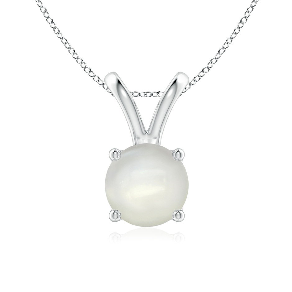 7mm AAAA V-Bale Round Moonstone Solitaire Pendant in S999 Silver 