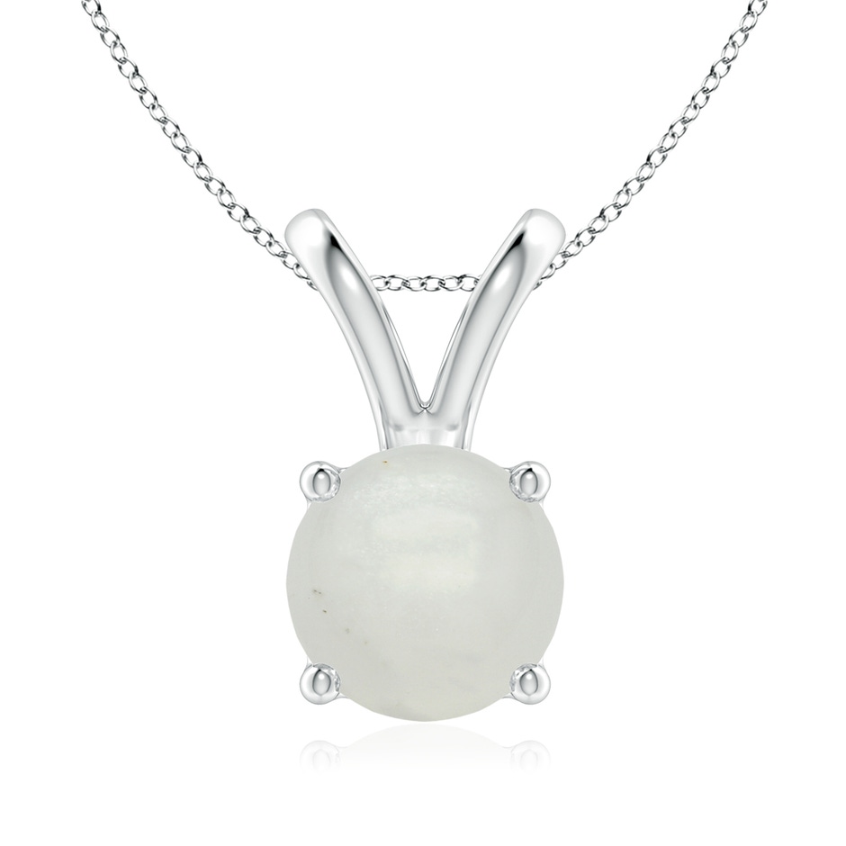 8mm A V-Bale Round Moonstone Solitaire Pendant in White Gold 