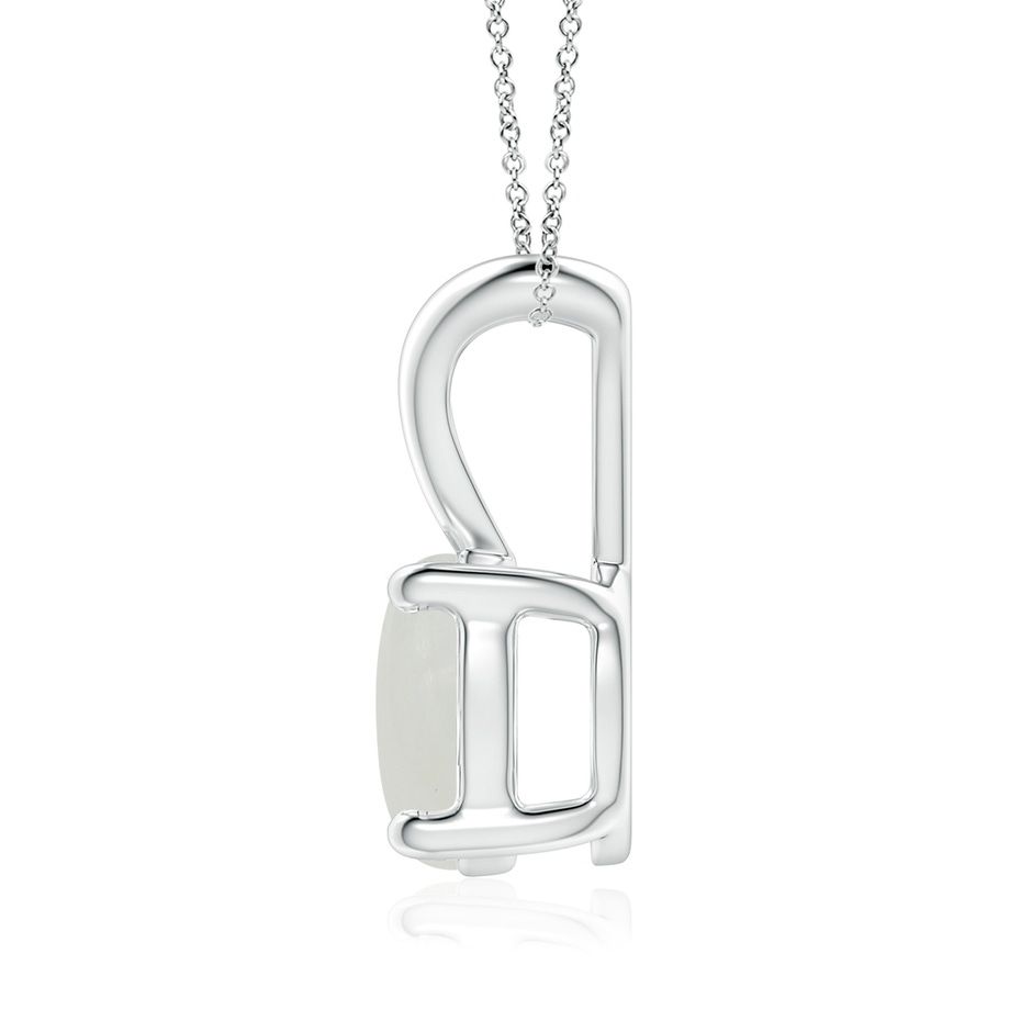 8mm A V-Bale Round Moonstone Solitaire Pendant in White Gold side 1