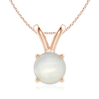 8mm AAAA V-Bale Round Moonstone Solitaire Pendant in Rose Gold