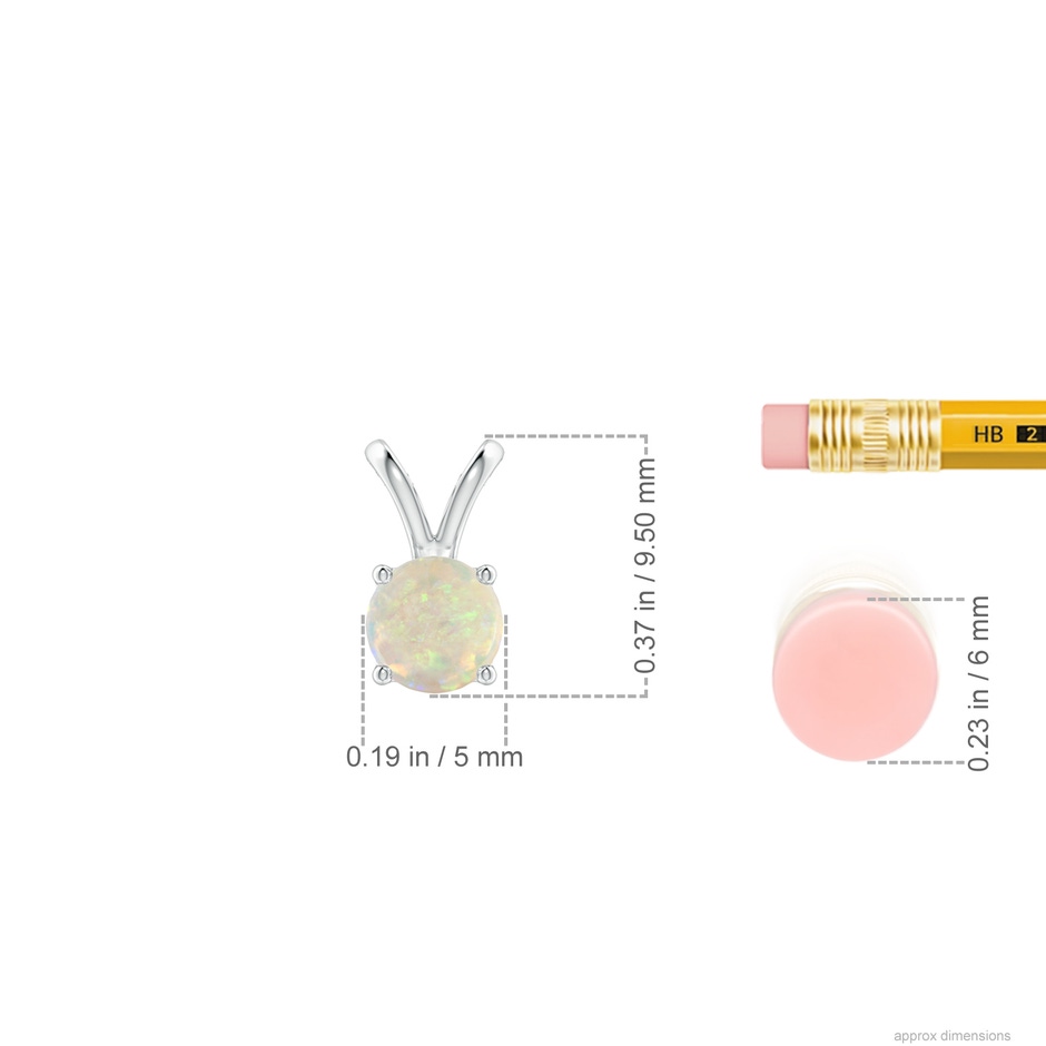 5mm AAA V-Bale Round Opal Solitaire Pendant in S999 Silver ruler