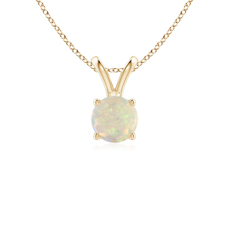5mm AAA V-Bale Round Opal Solitaire Pendant in Yellow Gold 