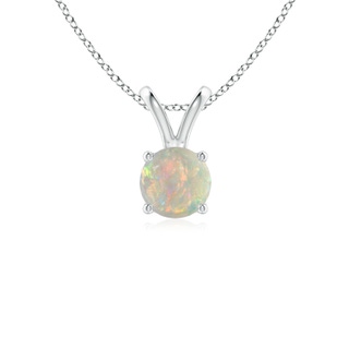 5mm AAAA V-Bale Round Opal Solitaire Pendant in 9K White Gold