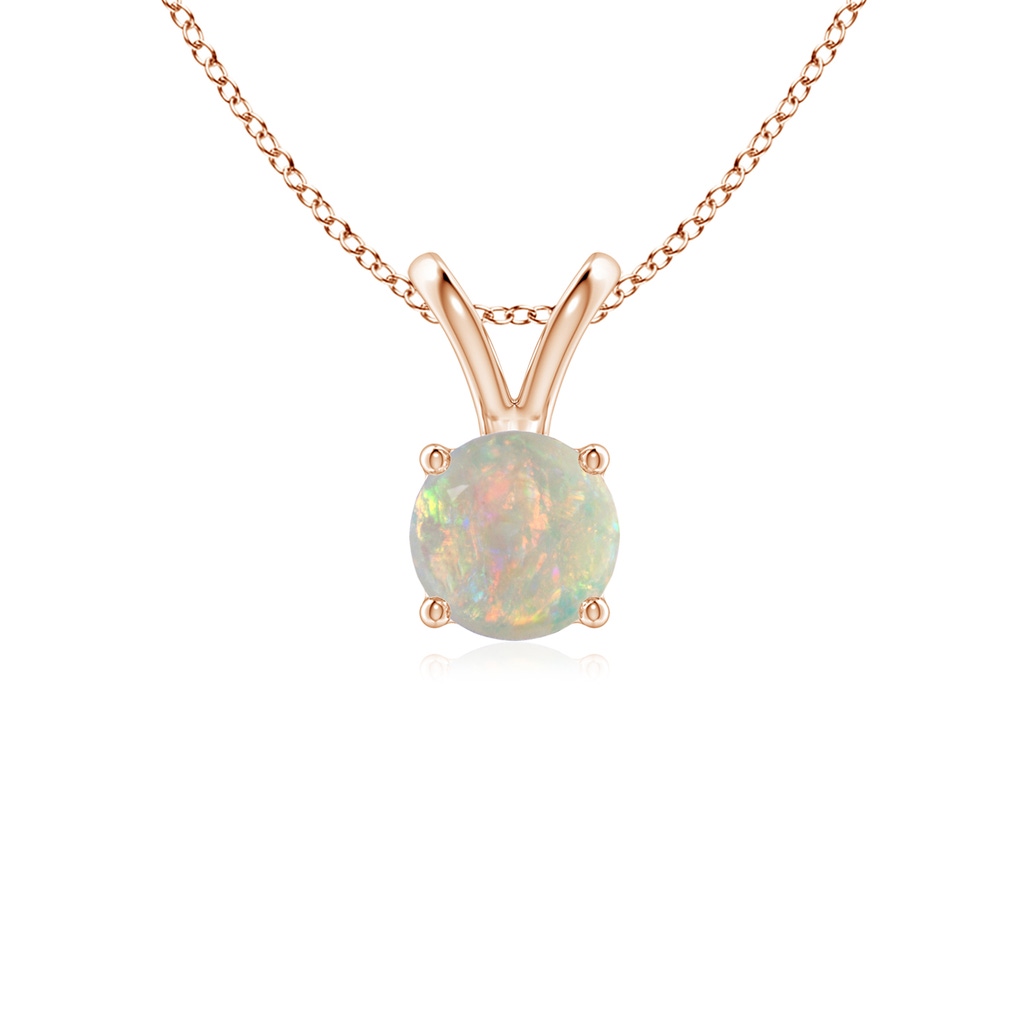 5mm AAAA V-Bale Round Opal Solitaire Pendant in Rose Gold