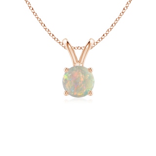 5mm AAAA V-Bale Round Opal Solitaire Pendant in Rose Gold