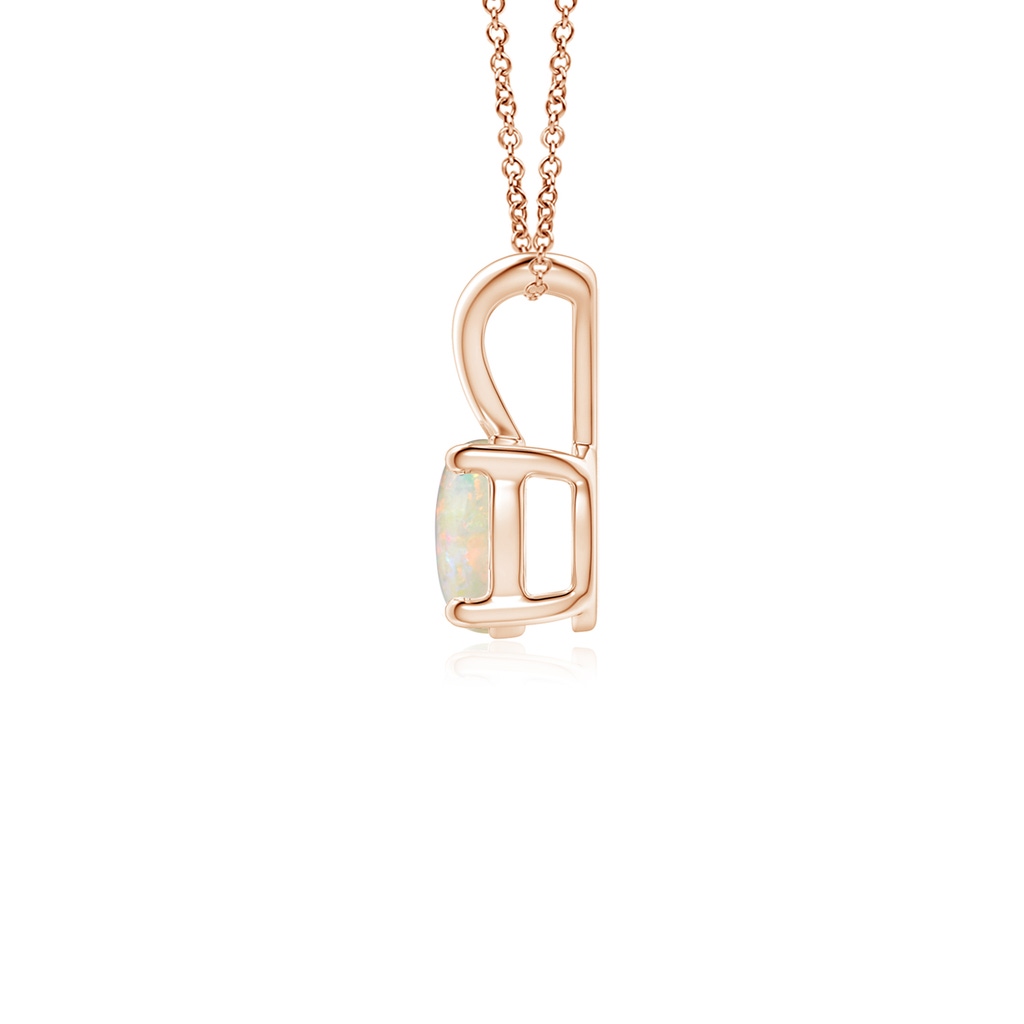 5mm AAAA V-Bale Round Opal Solitaire Pendant in Rose Gold Side 1