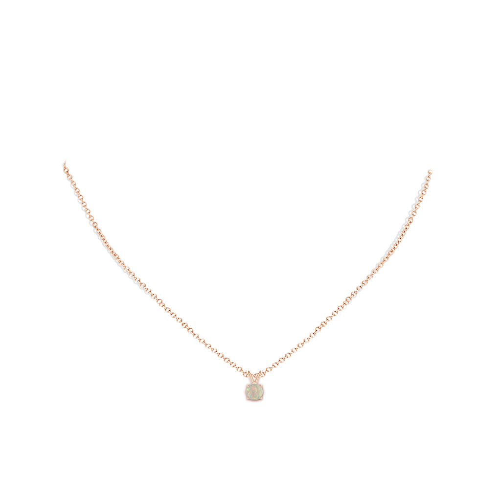 5mm AAAA V-Bale Round Opal Solitaire Pendant in Rose Gold Body-Neck
