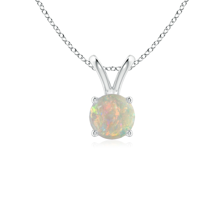 5mm AAAA V-Bale Round Opal Solitaire Pendant in White Gold 