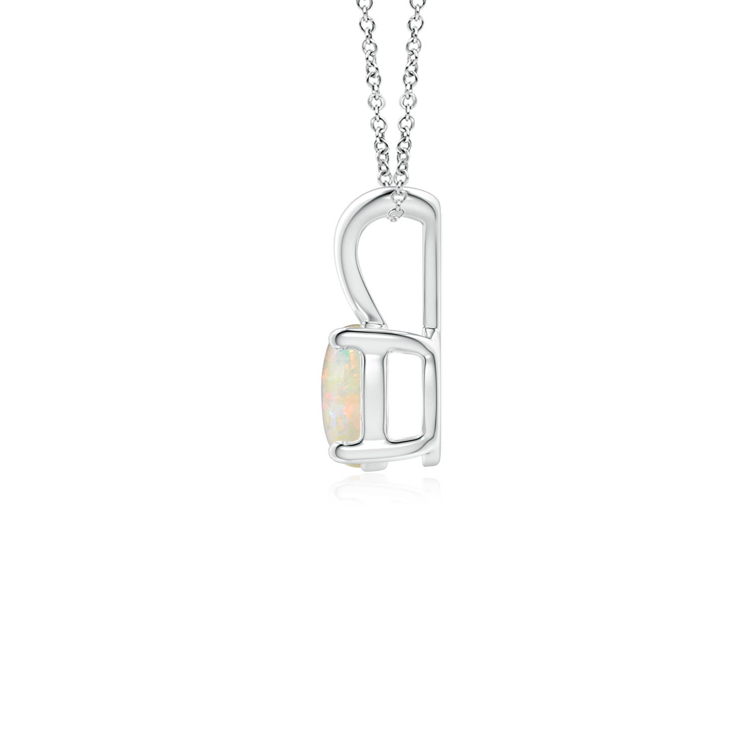 5mm AAAA V-Bale Round Opal Solitaire Pendant in White Gold