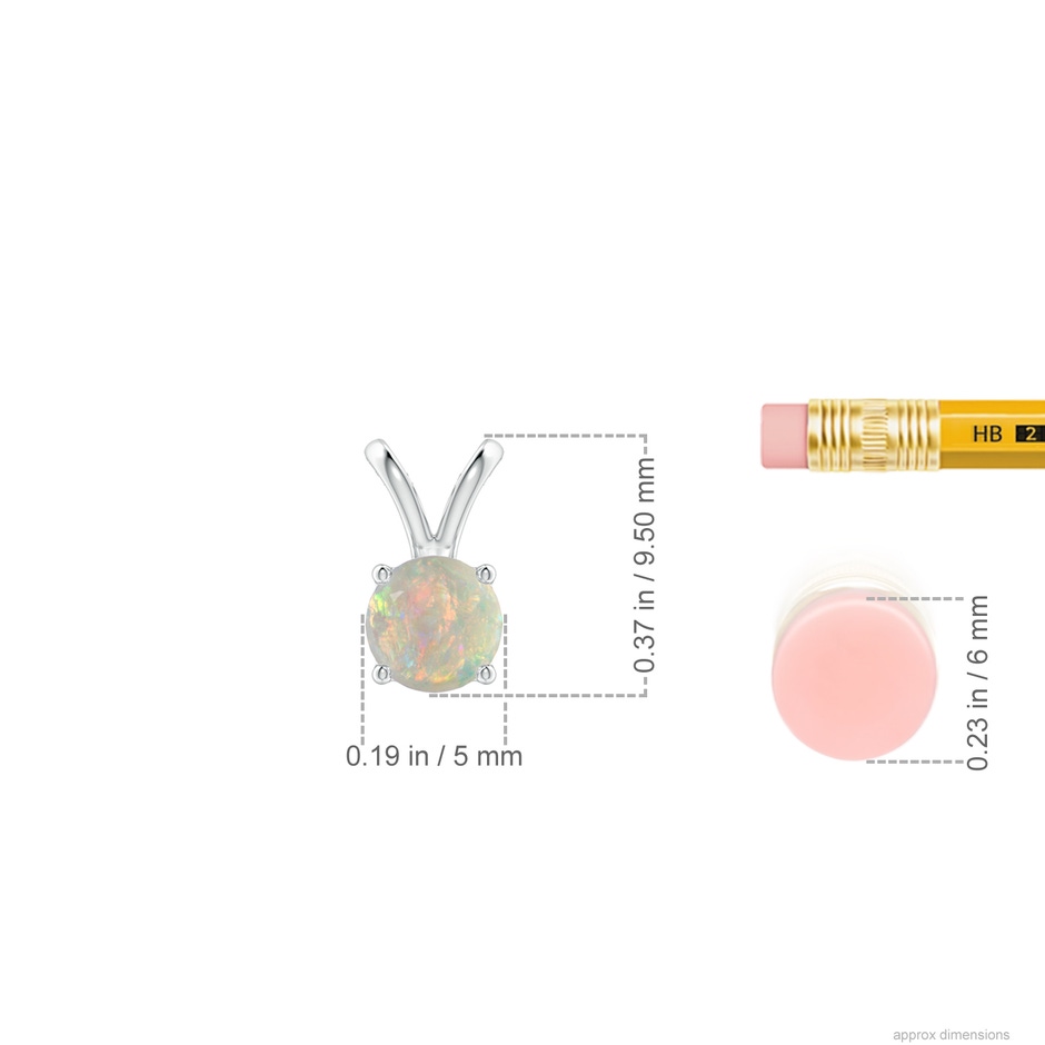5mm AAAA V-Bale Round Opal Solitaire Pendant in White Gold ruler