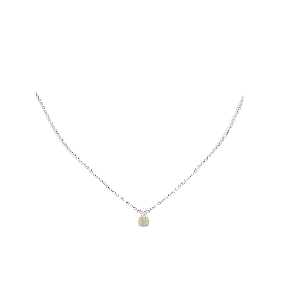 5mm AAAA V-Bale Round Opal Solitaire Pendant in White Gold pen
