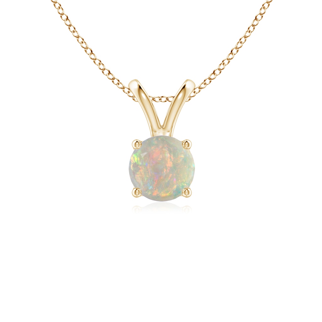 5mm AAAA V-Bale Round Opal Solitaire Pendant in Yellow Gold